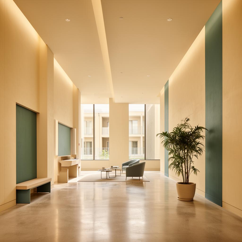 Calm modern apartment building lobby